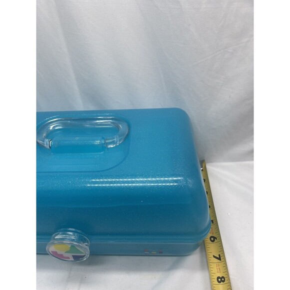 Caboodles RARE Blue Sparkle On The Go Girl Classic Cosmetic Makeup Travel Case - Picture 4 of 16